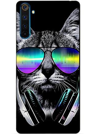 Силиконовый чехол бампер для realme 6 pro с рисунком музыкальный кот