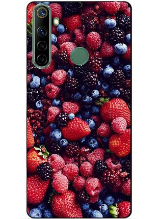 Силиконовый чехол бампер для realme 6i с рисунком ягоды