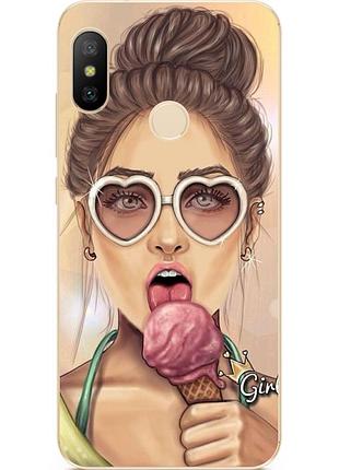 Бампер силиконовый для huawei honor 8x с рисунком girl