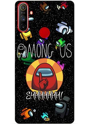 Силиконовый чехол бампер для realme c3 с рисунком among us
