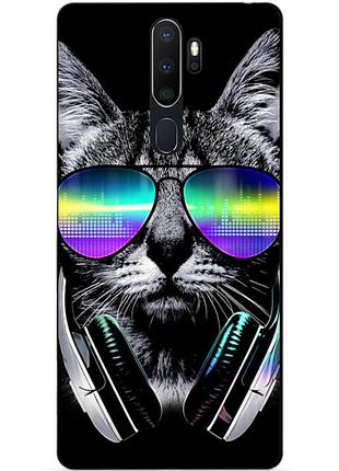 Силиконовый бампер чехол для oppo a5 2020 с рисунком музыкальный кот