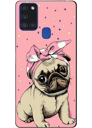 Силіконовий бампер чохол для samsung a21s з малюнком мопс