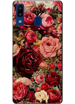 Силіконовий чохол для samsung a20 з малюнком червоні троянди