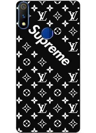 Силиконовый чехол бампер для realme 3 pro с рисунком supreme