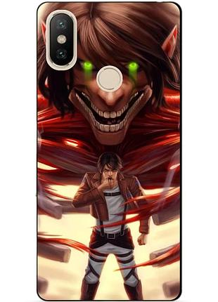 Силиконовый бампер чехол для xiaomi redmi s2 с аниме attack on titan