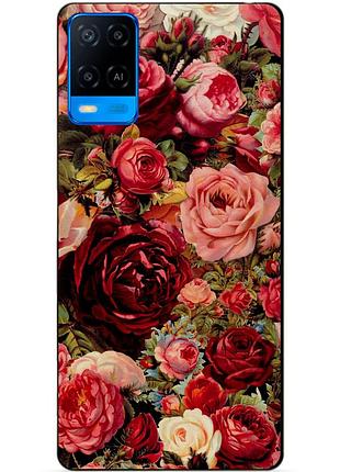 Силиконовый бампер чехол для oppo a54 с рисунком розы
