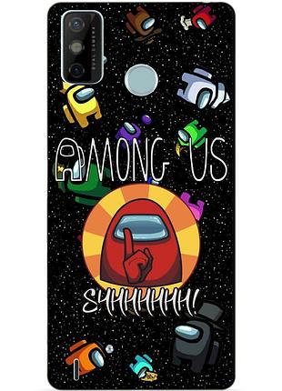 Силиконовый бампер чехол для tecno spark 6 go с рисунком among us