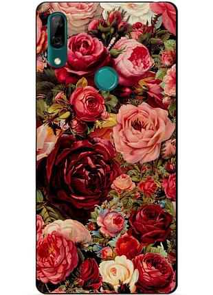 Силиконовый чехол бампер для huawei p smart z с рисунком красные розы