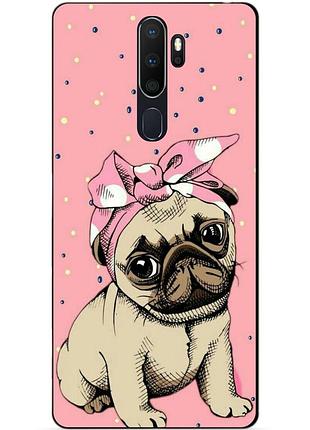 Силиконовый бампер чехол для oppo a5 2020 с рисунком мопс