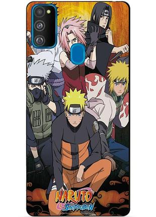 Силиконовый бампер чехол для samsung m21 с рисунком naruto аниме