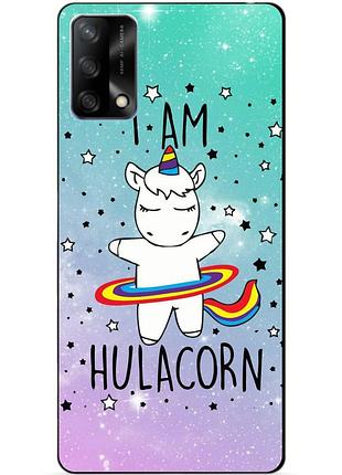 Силиконовый бампер чехол для oppo a74 с рисунком пони единорог