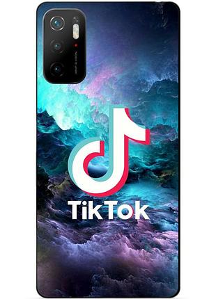 Силиконовый бампер чехол для xiaomi poco m3 pro с рисунком tik tok