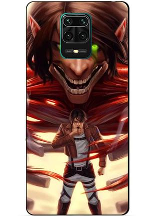 Силиконовый бампер чехол для xiaomi redmi note 9s/ note 9 pro с аниме attack on titan