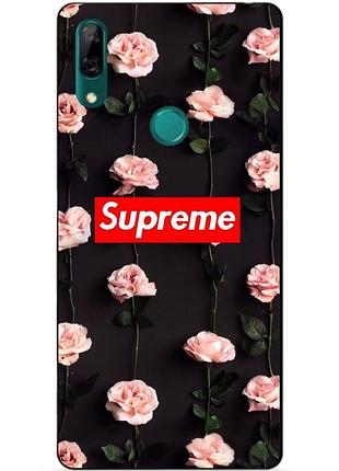 Силіконовий чохол бампер для huawei p smart z з малюнком supreme на трояндах