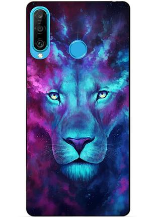 Силиконовый бампер чехол для huawei p30 lite с рисунком космический лев