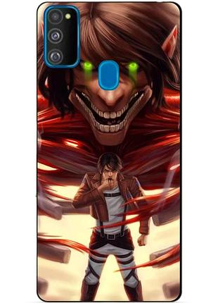 Силіконовий бампер чохол для samsung m21 galaxy m215f з аніме attack on titan