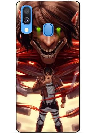Силиконовый бампер чехол для samsung a40 2019 galaxy a405f с аниме attack on titan