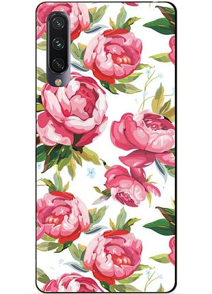 Чехол силиконовый для xiaomi mi a3 с рисунком пионы