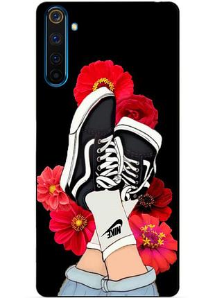 Силиконовый чехол бампер для realme 6 pro с рисунком кеды