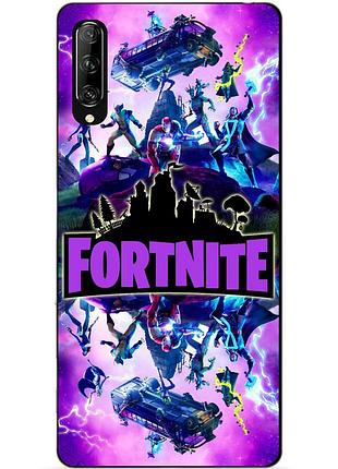 Силіконовий чохол бампер для huawei p smart pro з малюнком fontnite marvel