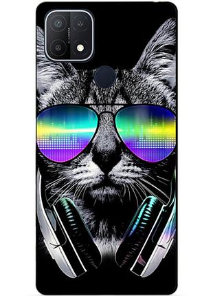 Силиконовый бампер чехол для oppo a15 a15s с рисунком музыкальный кот