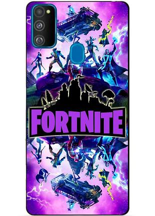 Силіконовий бампер чохол для samsung m21 galaxy m215f з малюнком fortnite marvel