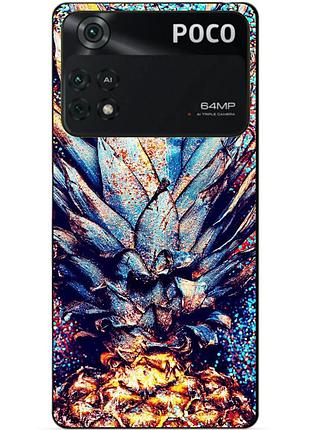 Силіконовий бампер чохол для xiaomi poco m4 pro 4g з малюнком ананас