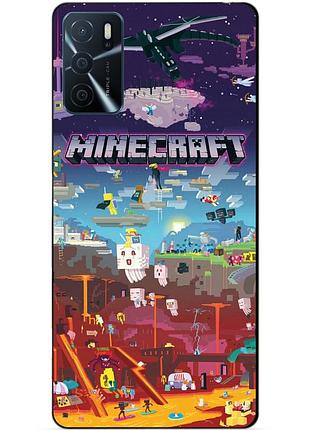 Силиконовый бампер чехол для oppo a16/a54s с игрой minecraft