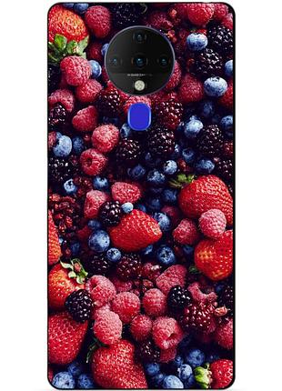 Силиконовый бампер чехол для tecno spark 6 с рисунком ягоды