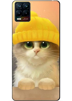 Силиконовый чехол бампер для realme 8 / 8 pro с рисунком котик в шапке