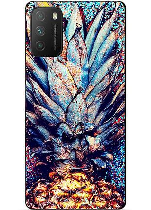 Силиконовый бампер чехол для xiaomi poco m3 с рисунком ананас