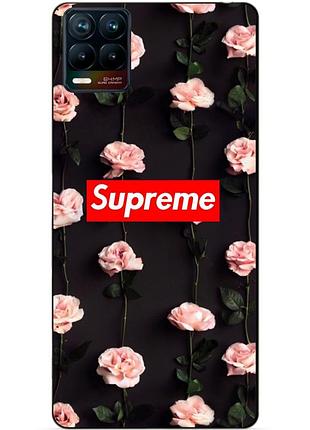 Силиконовый чехол бампер для realme 8 / 8 pro с рисунком supreme на розах