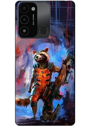 Силіконовий бампер чохол для tecno spark go 2022/spark 8c з малюнком реактивний єнот стражі галактик