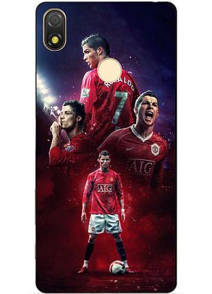 Силиконовый бампер чехол для tecno pop 3 с рисунком ronaldo mu
