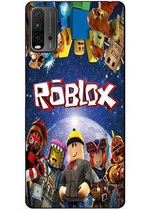 Силиконовый бампер чехол для xiaomi redmi 9t с рисунком роблокс
