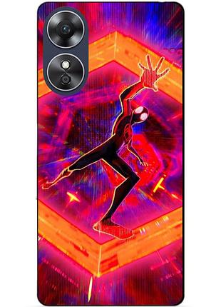 Силиконовый бампер чехол для oppo a17 с картинкой spider man человек паук