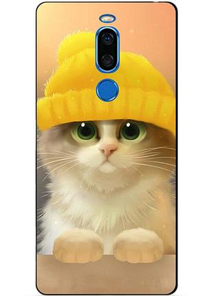 Чехол силиконовый для meizu x8 с рисунком котик в шапке