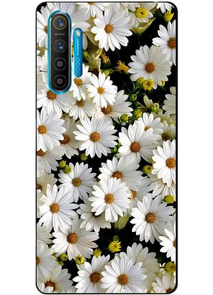 Силиконовый чехол бампер для realme xt с рисунком ромашки