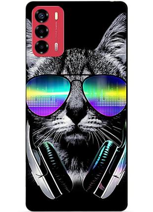 Силиконовый бампер чехол для zte blade v40 vita с рисунком кот в очках