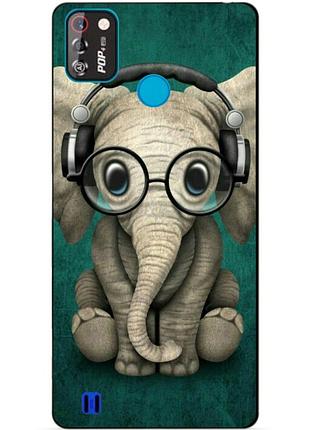 Силиконовый бампер чехол для tecno pop 4 pro с рисунком слоник