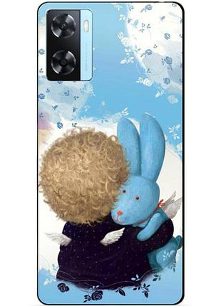 Силиконовый бампер чехол для oppo a57s с рисунком любимый зайка
