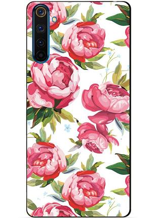 Силиконовый чехол бампер для realme 6 pro с рисунком пионы