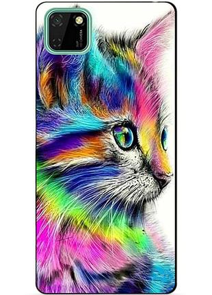 Силиконовый чехол бампер для huawei y5p с рисунком акварельный котик