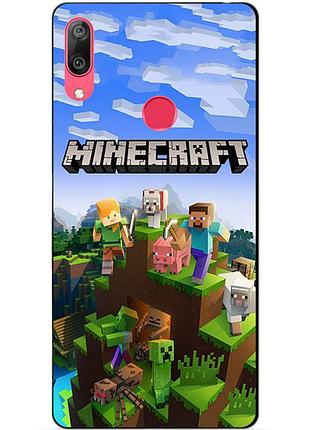 Силиконовый чехол бампер для huawei y7 2019 с рисунком minecraft