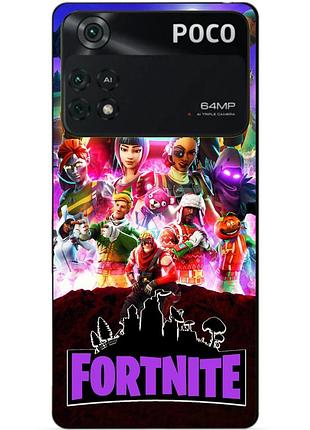 Силиконовый бампер чехол для xiaomi poco m4 pro 4g с рисунком fortnite