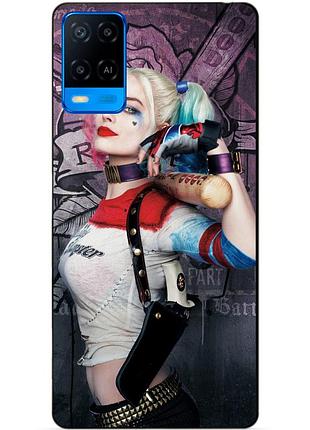 Силиконовый бампер чехол для oppo a54 с рисунком харли квинн