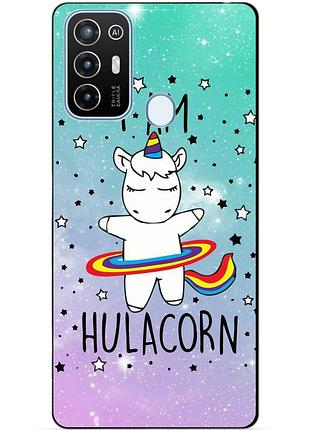 Силиконовый бампер чехол для zte blade a52 с рисунком единорог