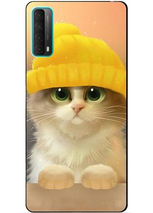 Силіконовий бампер чохол для huawei p smart 2021 з малюнком котик в шапці
