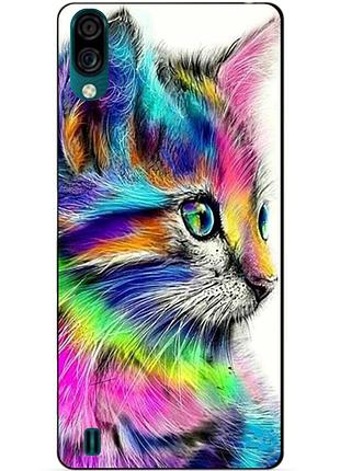 Силиконовый бампер чехол для zte blade a51 lite с рисунком акварельный кот