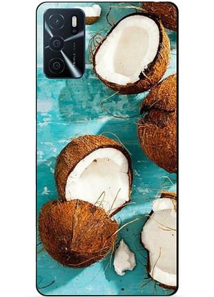 Силиконовый бампер чехол для oppo a16/a54s с рисунком кокосы